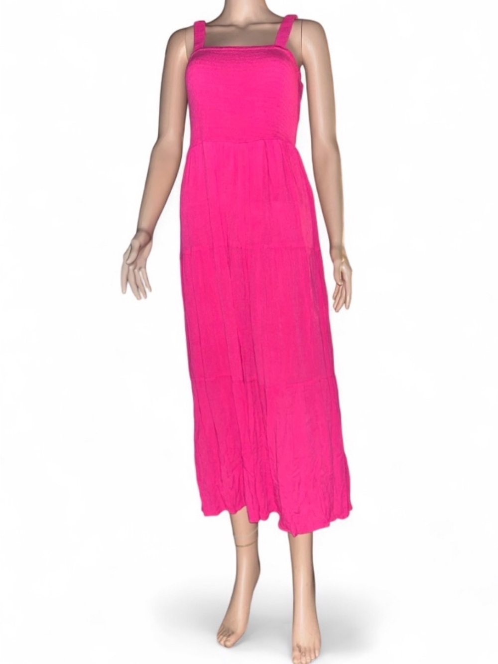 Hot Pink Ladder Back Maxi-Dress, Cotton Gauze, made in India